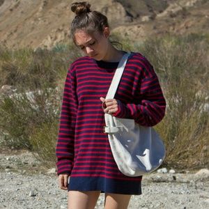 Red and Navy Striped Sweater